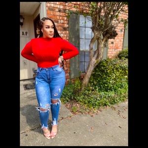 Red Long Sleeve Leotard